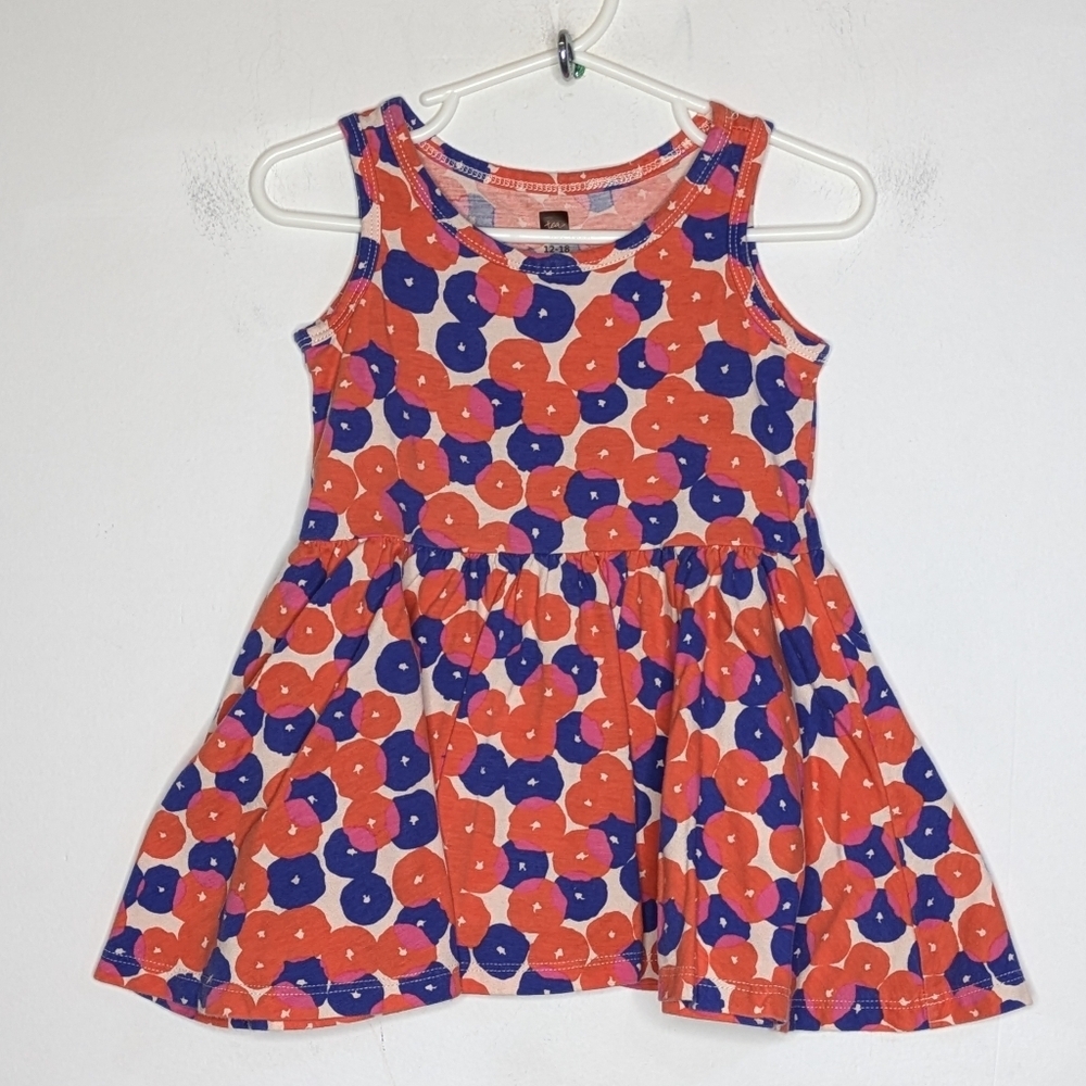 Tea Collection Red Blue Abstract Floral Dress 12-18Mo